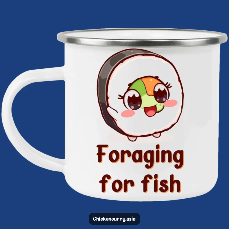 Funny Sushi Camping Mug: Durable Cartoon Cup for On-the-Go Sushi Fans