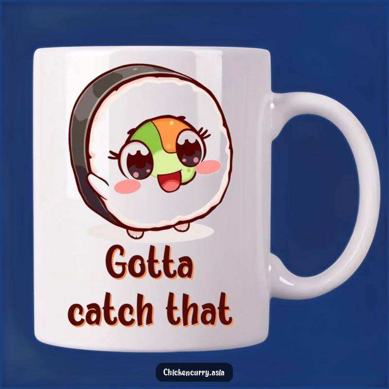 Funny Sushi Craving Mug: Wide-Eyed Cartoon Sushi Gift for Food Lovers