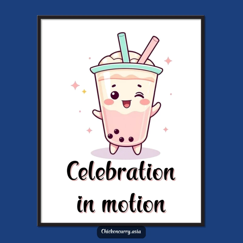 Funny Boba Tea Digital Art - Instant Cheerful Decor for Tea Lovers