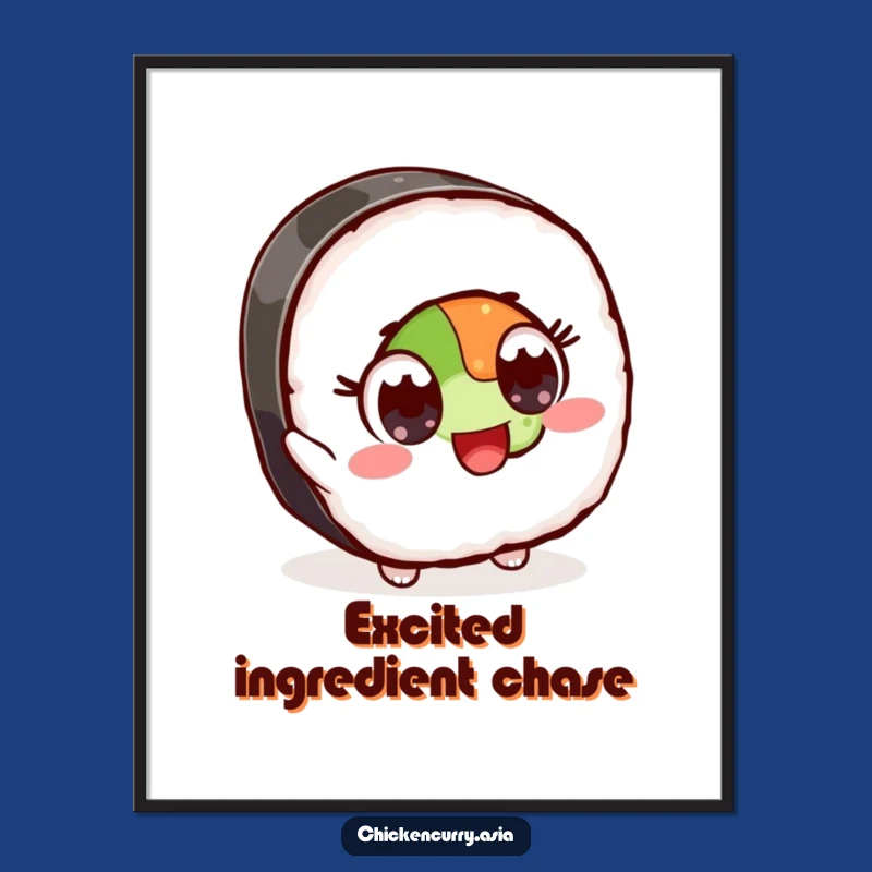 Funny Sushi Digital Art: Instant Download Print for Foodie Decor