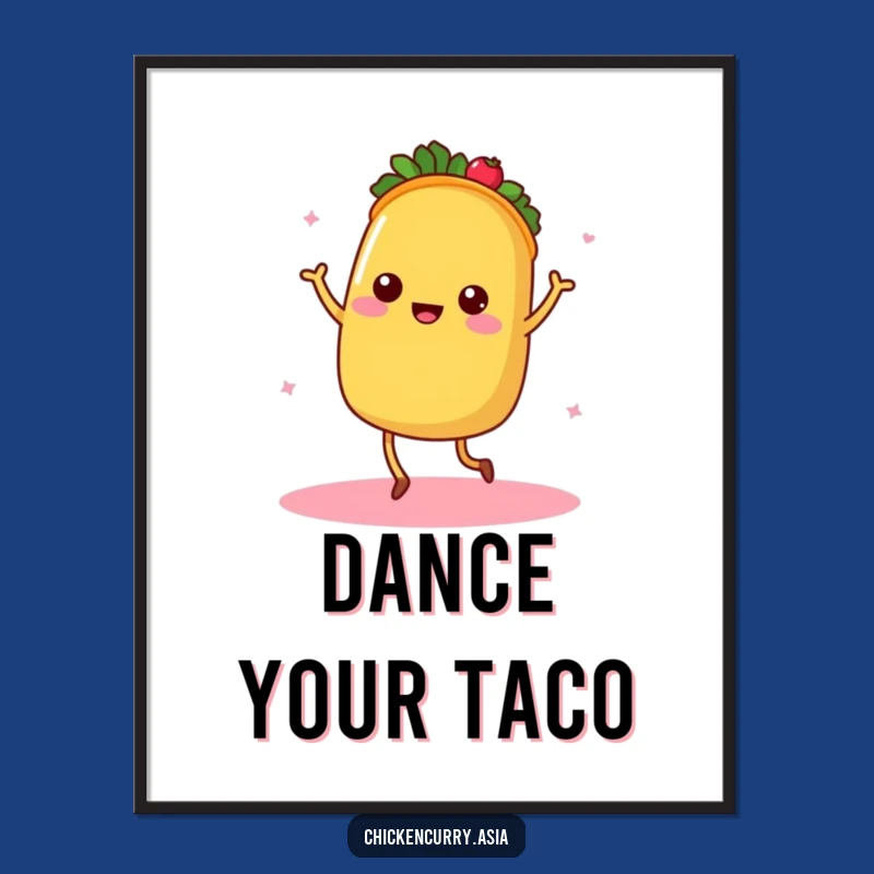 Funny Dancing Taco Poster - Vibrant Wall Art for Fiesta Lovers