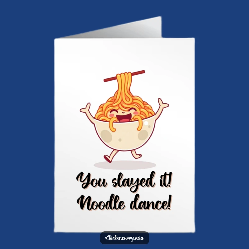 Free Printable Congrats Card: Dancing Noodles, Joyful Bowl Design, Downloadable Celebration Card