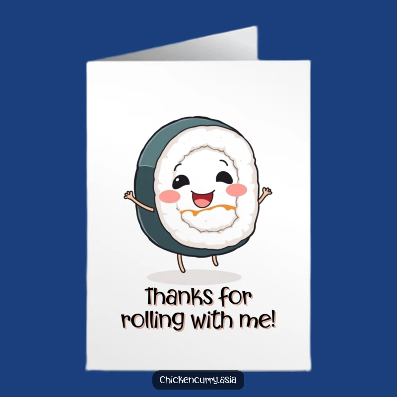 Free Printable Thank You Card: Sushi Dance Funny Downloadable Gift