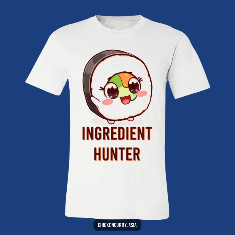 Funny Sushi Reach T-Shirt: Eager Cartoon Character Tee for Sushi Fans